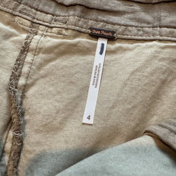 Free People Tan Paper Bag Flowy WideLeg High Waist Pleated Raw Hem Shorts 4 NWOT - Picture 6 of 8